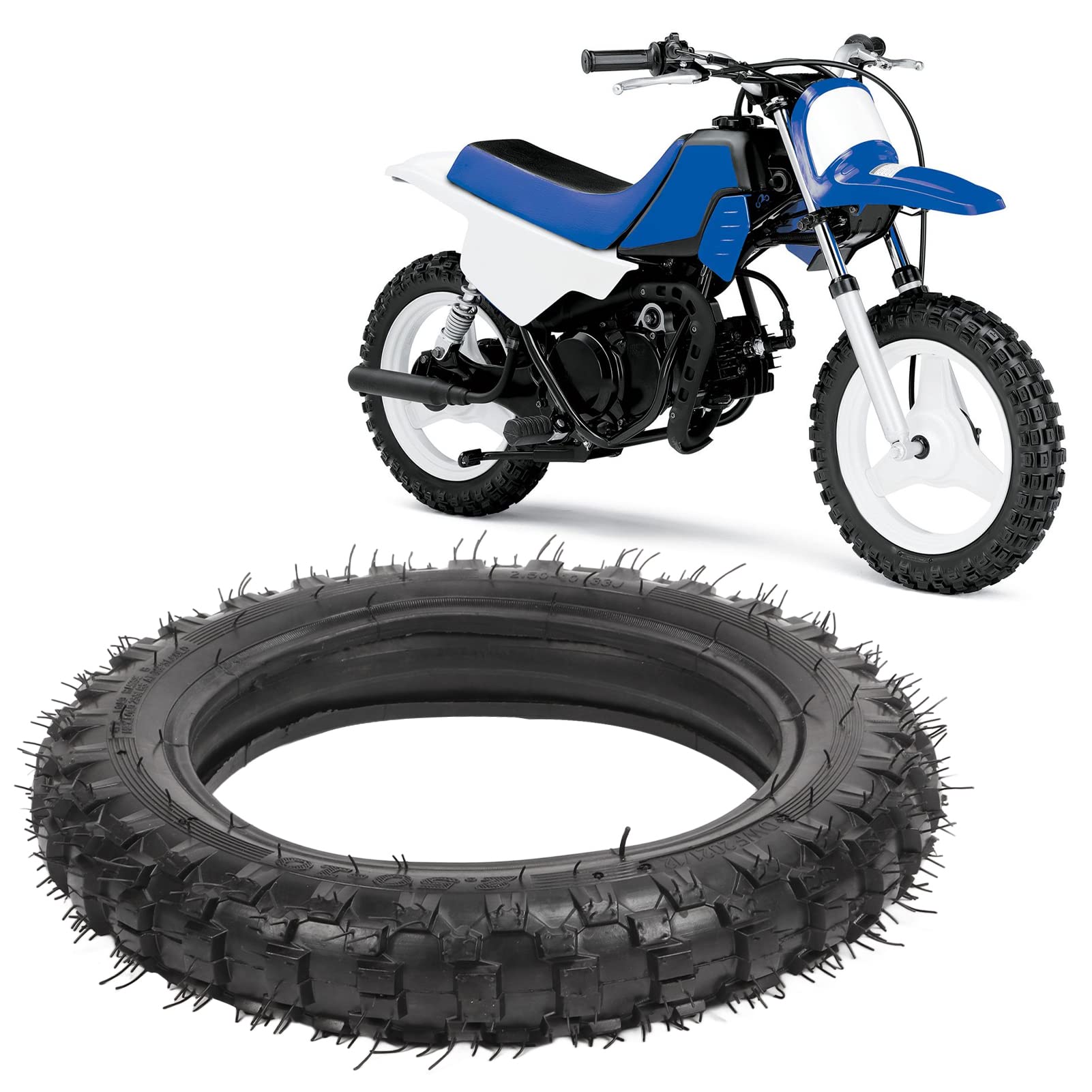 Pneu Tout-Terrain 2,5-10" et Chambre à Air avec Jante 10" pour Mini Dirt Pit Bike 50 70 90 - 2,5/2,75-10 Dirt Bike