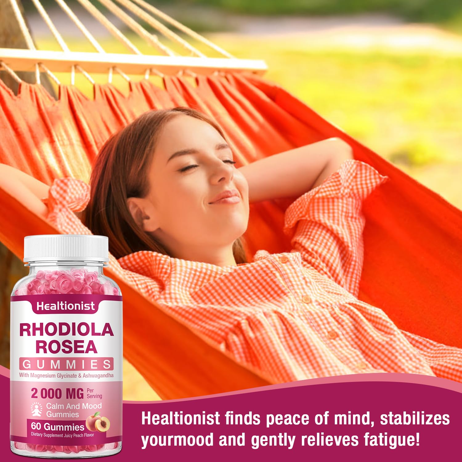 2 Packs Sugar-Free Rhodiola Rosea Gummies Adaptogenic Rhodiola Rosea Supplement & Cortisol Blocker for Performance, Stamina, Mood & Motivation - Non-GMO, 120 Vegan Chews