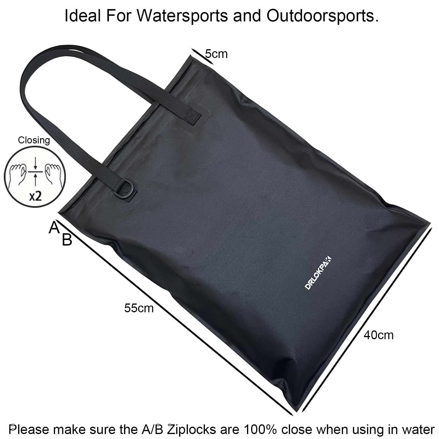 DRLOKPAK Waterproof Dry Tote Bag 20L Dry Beach Bag Keep phone Passport Wallet Key clothes Dry Perfect for kayak Snorkel Dive Surf Sail Boat Beach Pool Camp Travel
