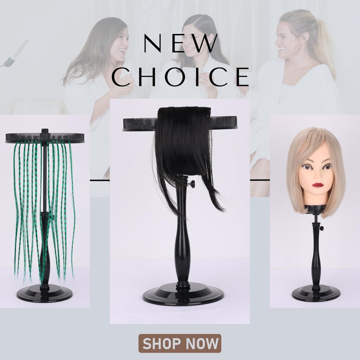 Hair Extensions Stand - Storage and Ensuring Your Hair Stable. Applied to Clip Hair Extensions, Colors Hair Tinsel, Bangs, etc. Multifunctional Extension Stand is Suitable for Family and Travel (Black)