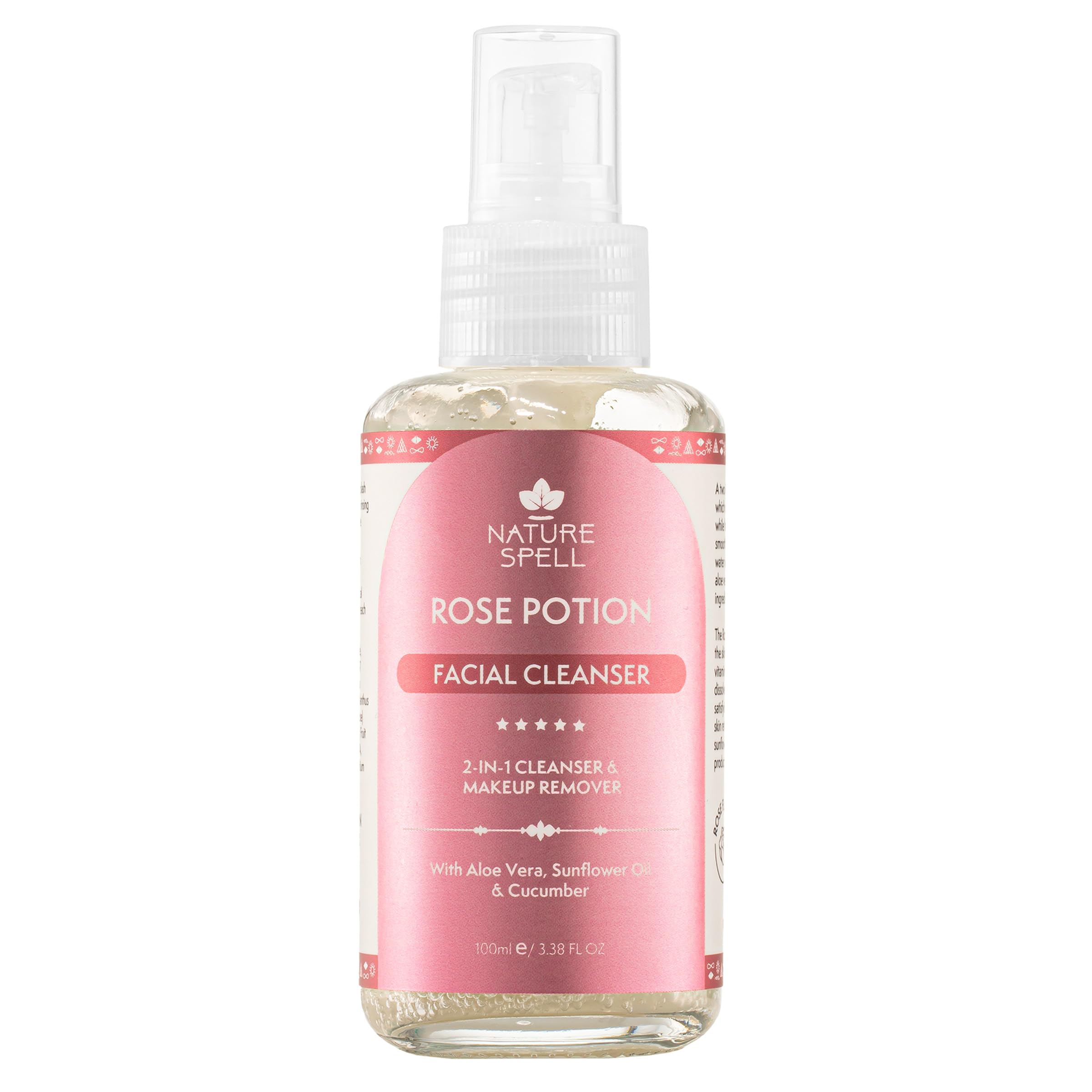 Gentle Foaming Cleanser, Repairing Skin Wash & Makeup Remover, Infused Rose Water, Aloe Vera & Cucumber, Vegan, 100ml