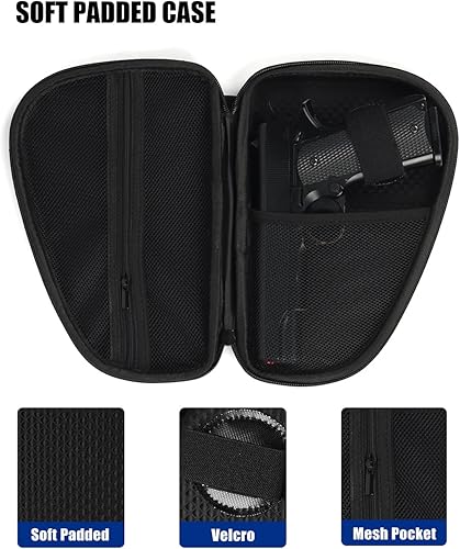 Miniatura 2 de lilcreek Estuche para pistola con alfombra, estuche de pistola con relleno, funda de almacenamiento con cremallera bloqueable para pistola que se