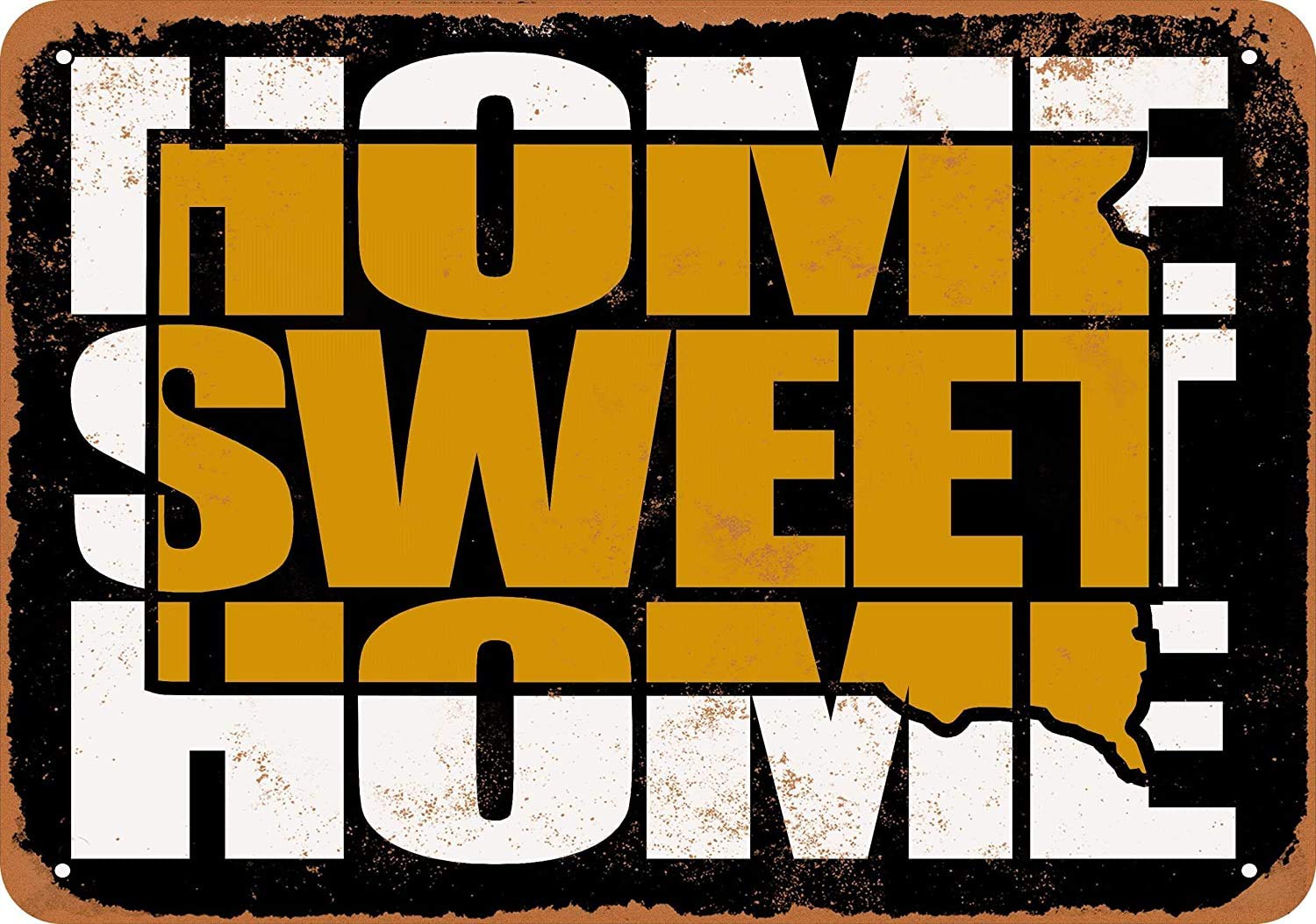 Home Sweet Home South Dakota Black Gold Vintage Look Metal Sign Funny Aluminum Tin Sign Post 8 x 12