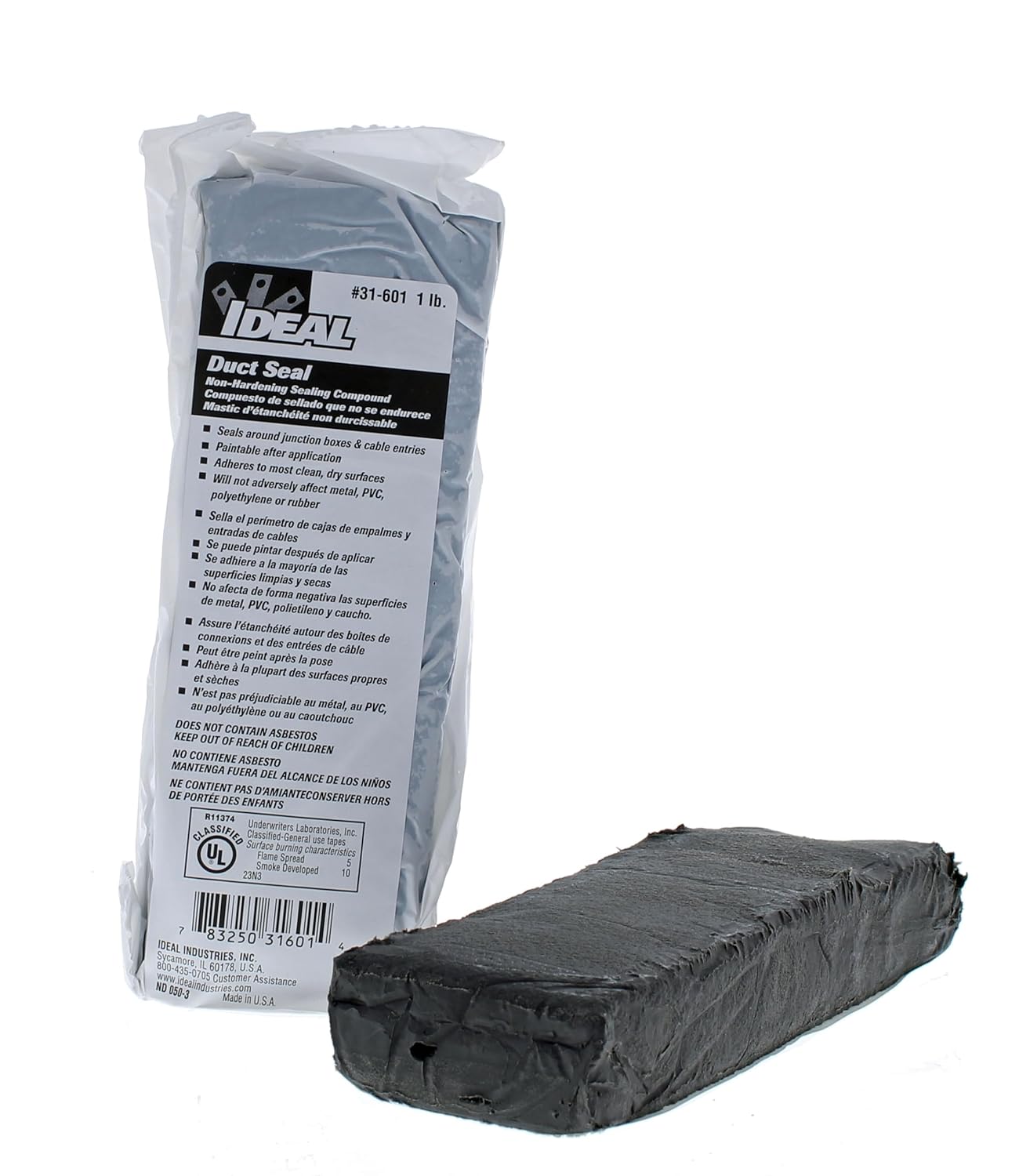 IDEAL Duct Seal 1 lb Gray Putty - Non-Toxic UL Listed Sealant for Ducts, Junction Boxes, Flashings & Service Entrances