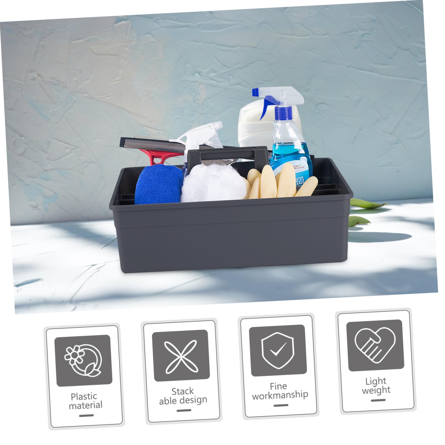 TOYANDONA Caja Organizadora de Plástico con Diseño Apilable y Asa Portátil Varios estilos para Transporte de Limpieza Varios estilos y Almacenamiento en Baño o Limpieza de Ventanas
