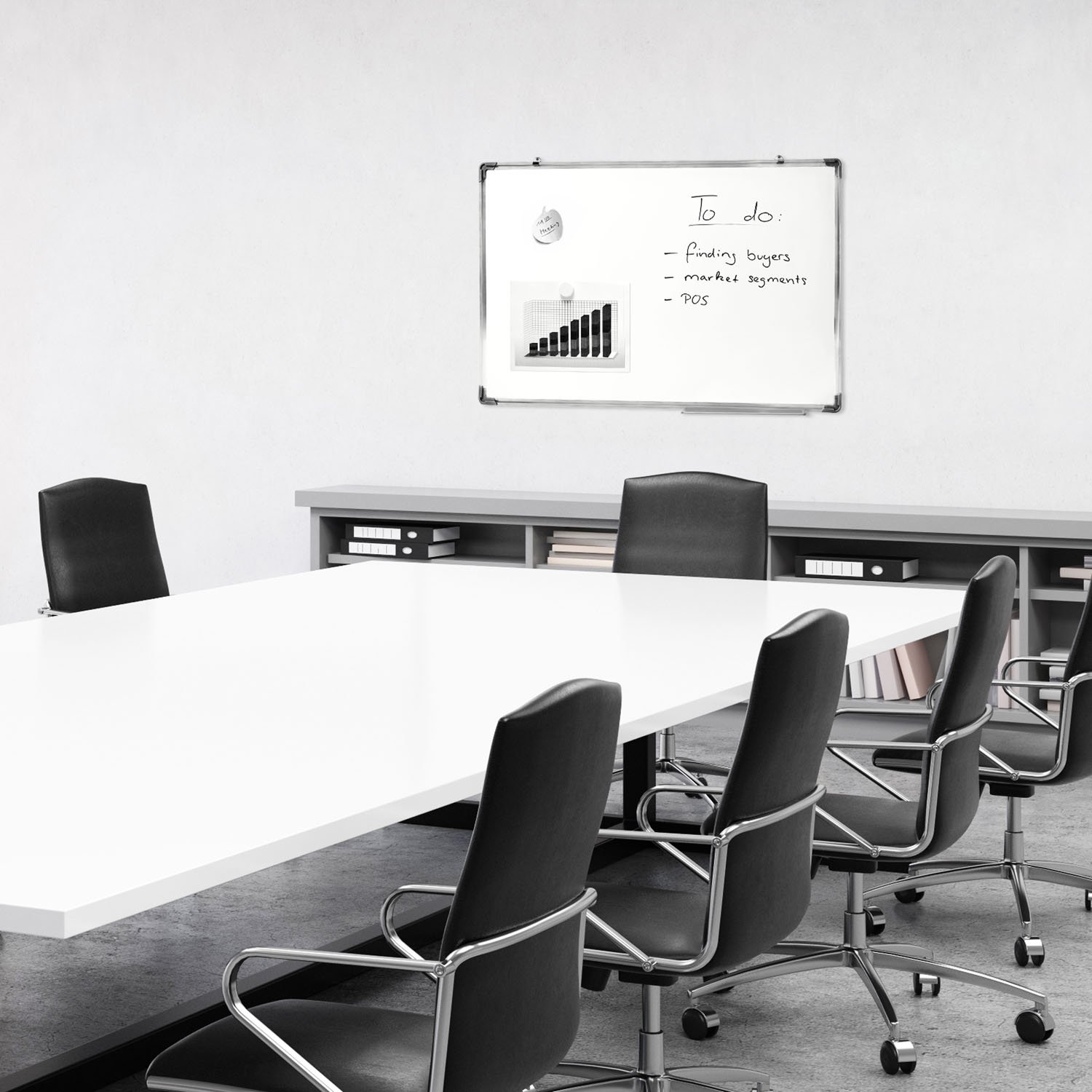 Offize Wizard Profi White-Board (60 x 90 cm) mit abwischbarer Oberfläche - Memoboard Magnet-Tafel Notenständer Magnethafend mit Alu-Rahmen und Stiftablage