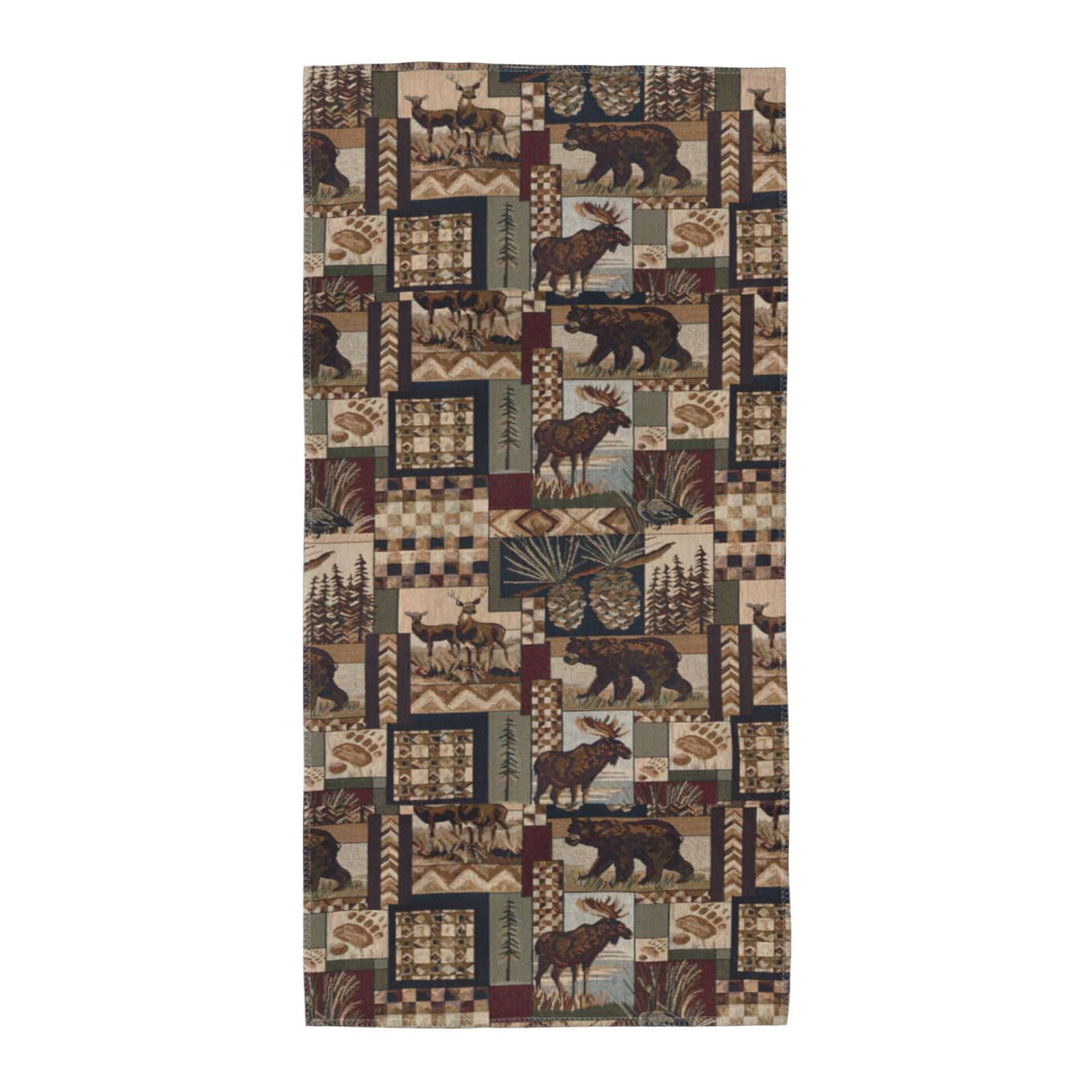 Lodge Bear Deer Soft Absorbent Long Towel For Gym Sports Picnic Leisure Use