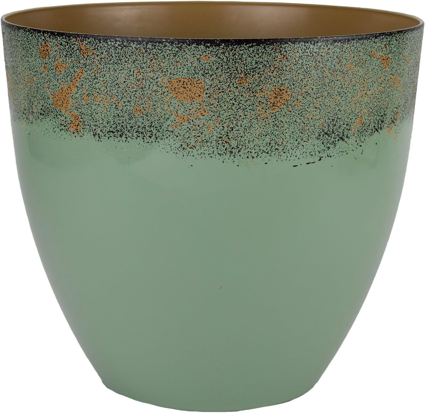 The HC Companies 13 Inch Seabrook Decorative Round Planter - Lightweight Premium Resin Plant Pot with a Ceramic Look for Indoor Outdoor Use, Seafoam