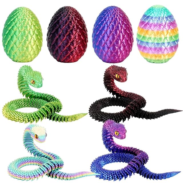 YRPACFB Serpiente en Huevos Impresos en 3D, Juguete de Serpiente Impreso en 3D