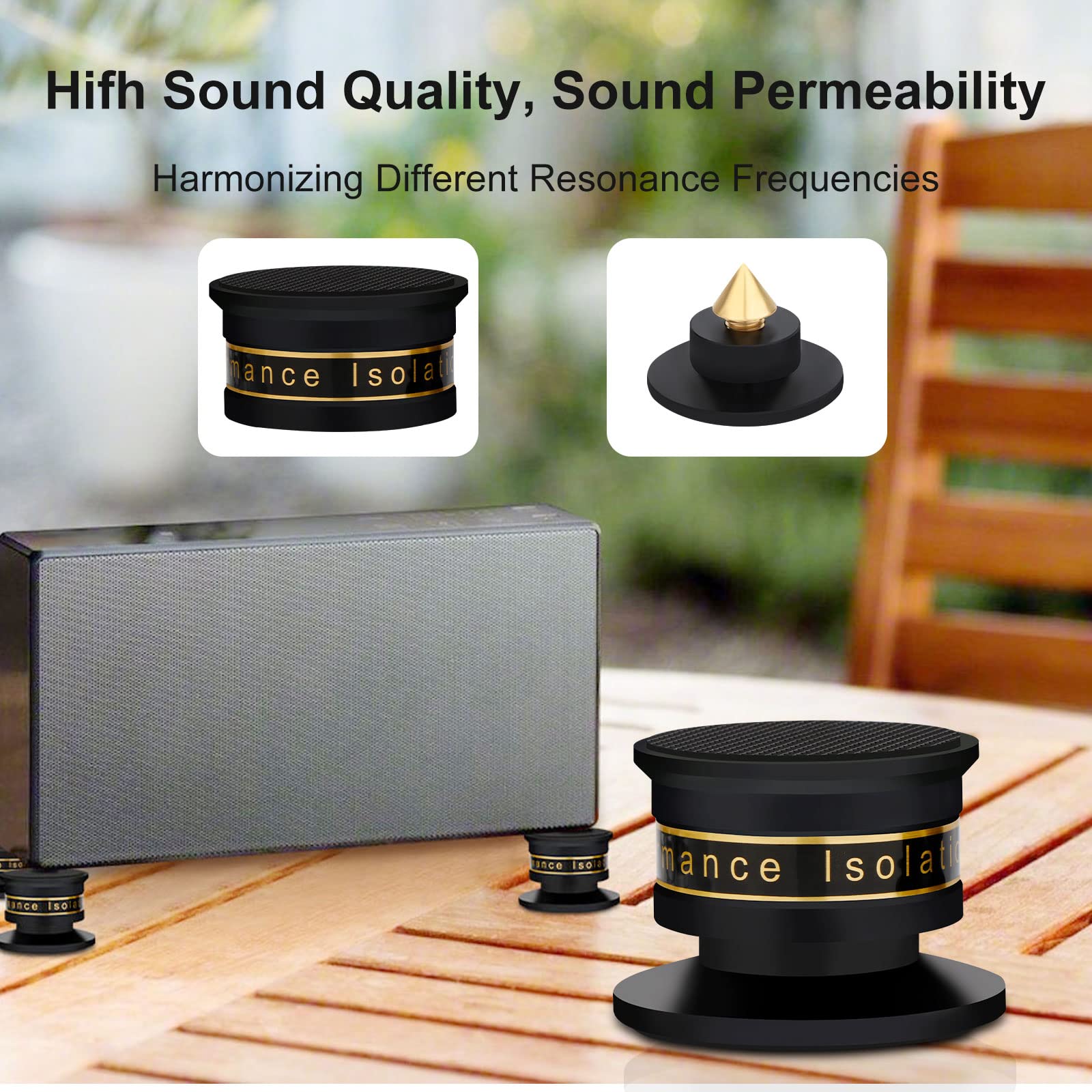 Lautsprecher Isolation Füße Aluminium Audio Füße Lautsprecher Spikes Höhe einstellbar Lautsprecher Füße Absorber Schwingungsdämpfer für HiFi Lautsprecher Audio Verstärker(45 * 33mm,Schwarz)