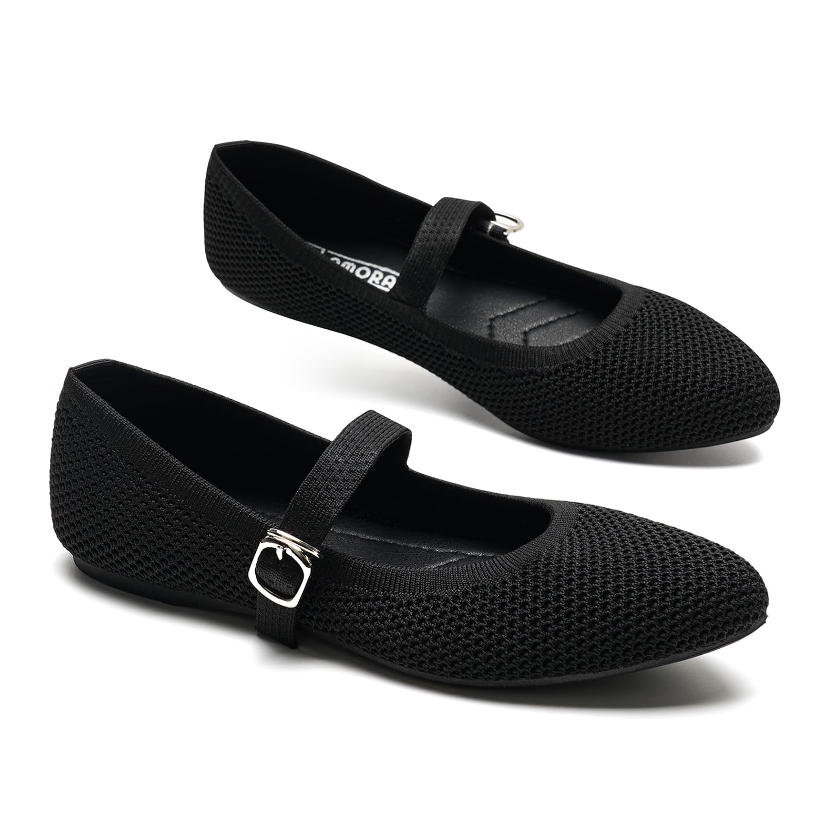 GLAMORA Ballerines Femme Mary Jane Maille Respirante Bride Boucle Décorative Fermeture Rapide Crochet Chaussures Plates Souples Ultra Légères Bout Rond Semelle Antidérapante Flexible Confort