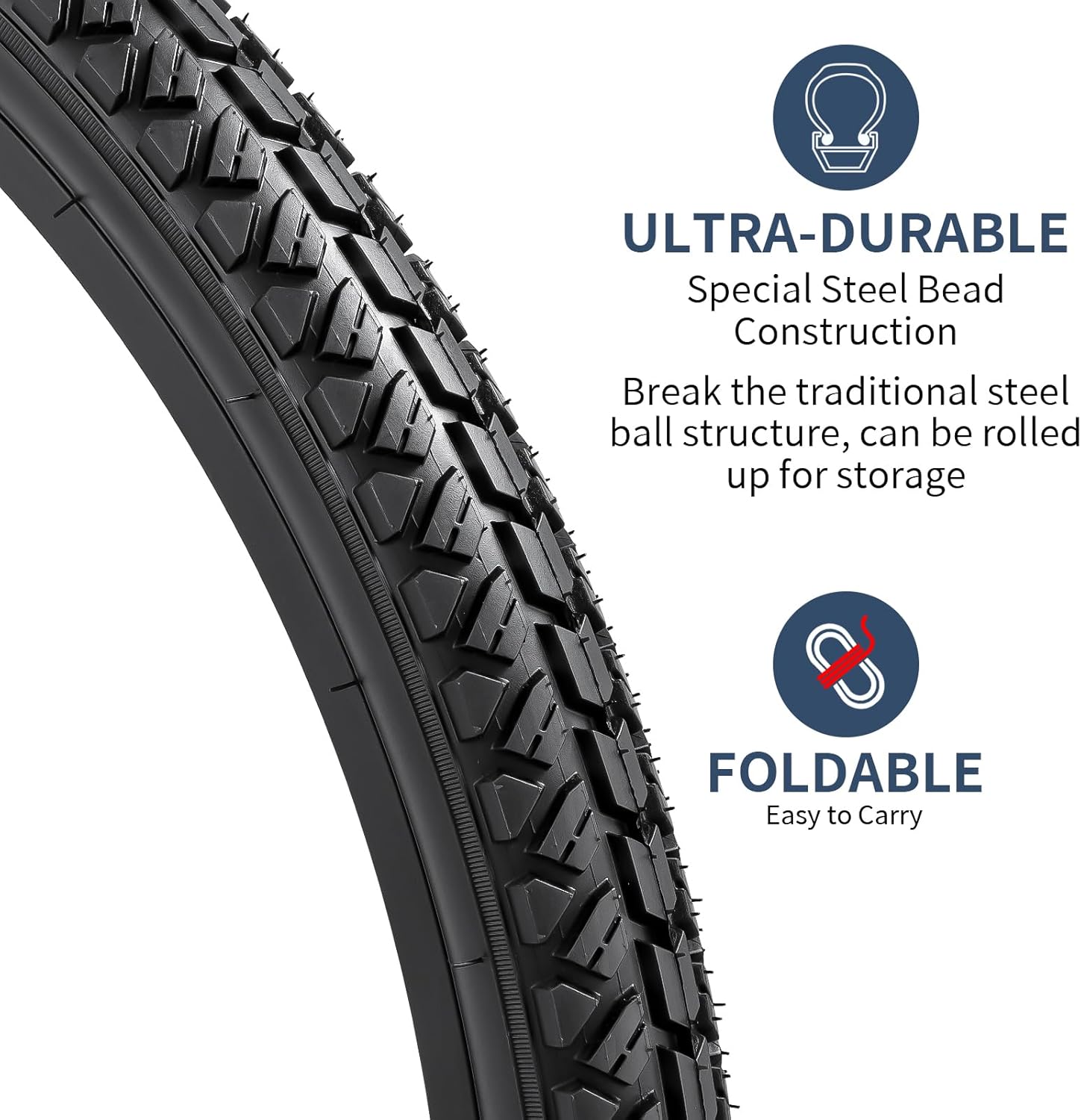 YUNSCM 2-PCS 26" Bike Tires 26x1.95/54-559 Compatible with 26 x 1.95 All-Terrain Directional Tread Bike Bicycle Tires (Y-1201)