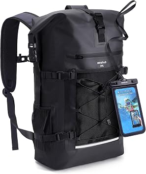 ECOHUB Waterproof Backpack, 30L Roll-Top Closure Heavy Duty Dry Bag