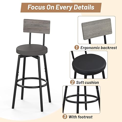 Miniatura 4 de Juego de mesa de comedor para 4, juego de mesa de bar de 5 piezas, mesa de cocina y sillas, mesa alta de altura de mostrador con 4 taburetes