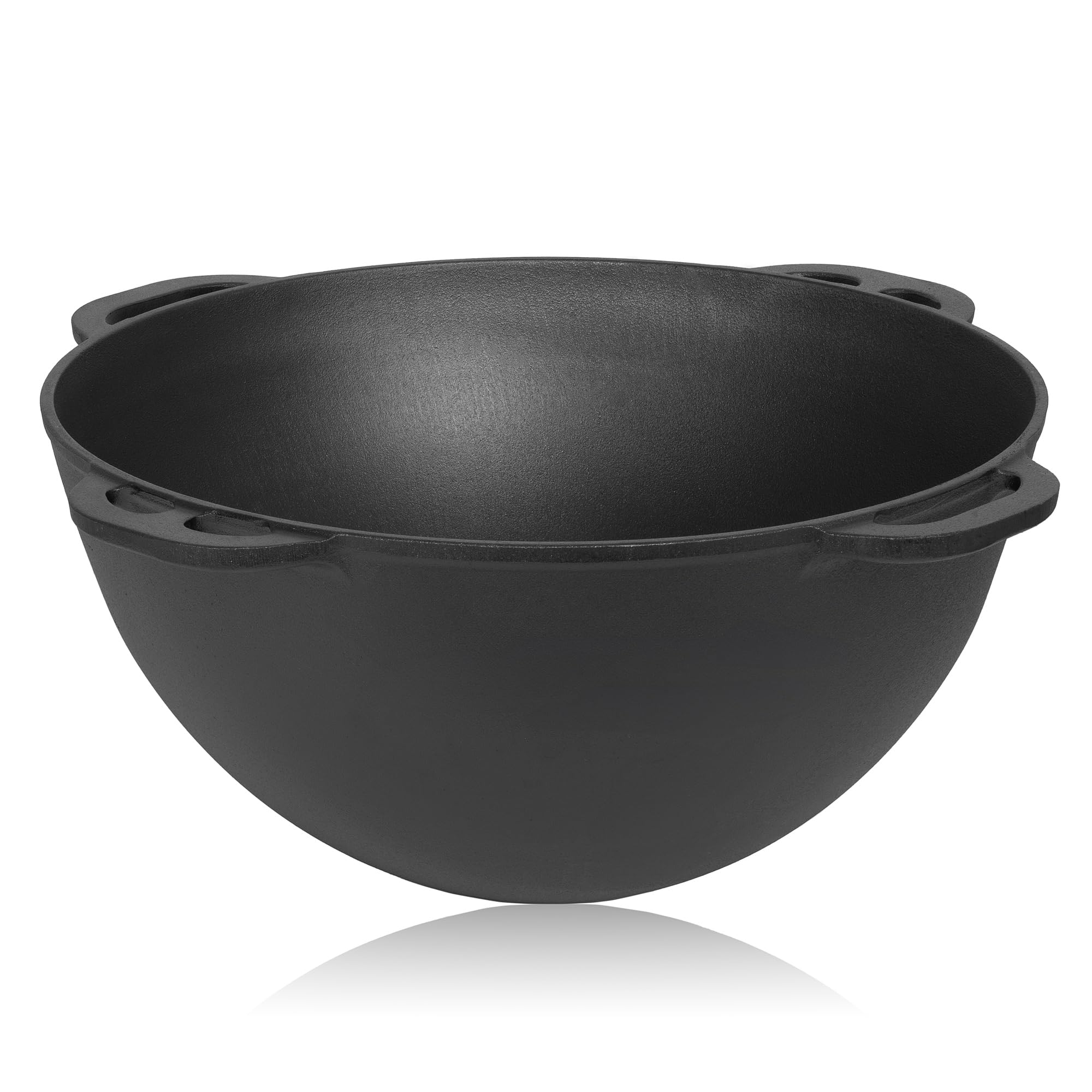 BBQ-Toro Fonte Kazan avec couvercle | Noir | Marmite traditionnelle en fonte | Kazan avec fond rond | Grillwok preseasoned-déjà cuit | Cocotte pour cuisiner, braiser, rôtir, frire