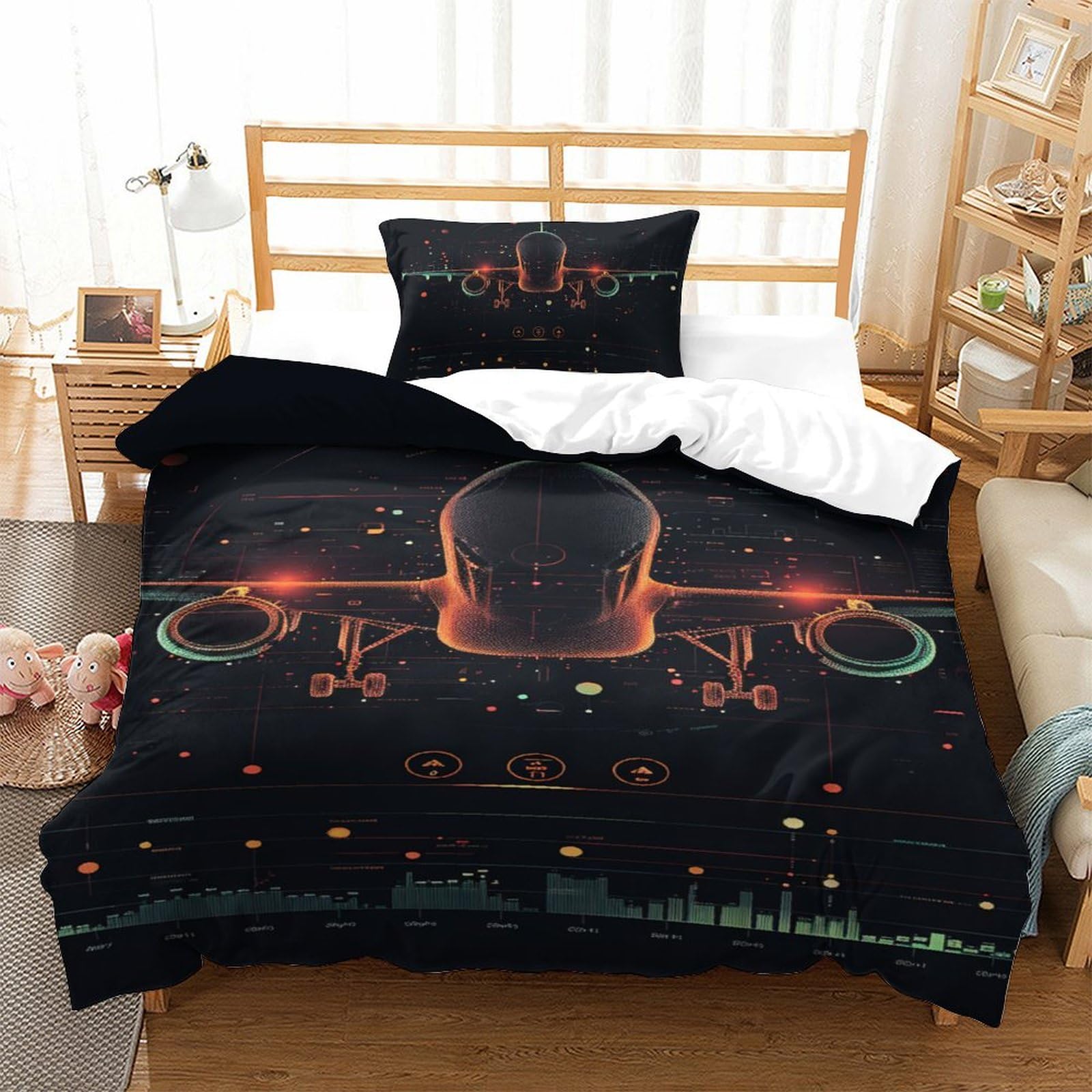 Housse de couette avion imprimé 3D haute définition microfibre super douce