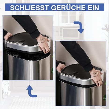 HOMCOM Automatic Rubbish Bin with Infrared Sensor Kitchen Bin Silver