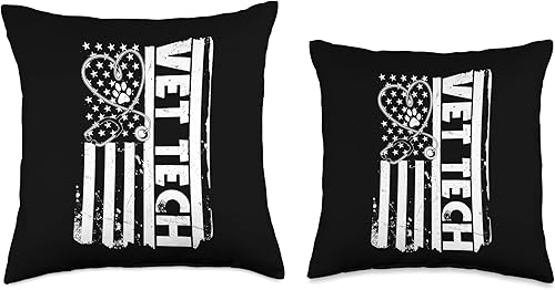 Miniatura 3 de Veterinary Technician Design Animal Health USA Flag Vet Tech Veterinarian Nurse America Throw Pillow, 16x16, Multicolor