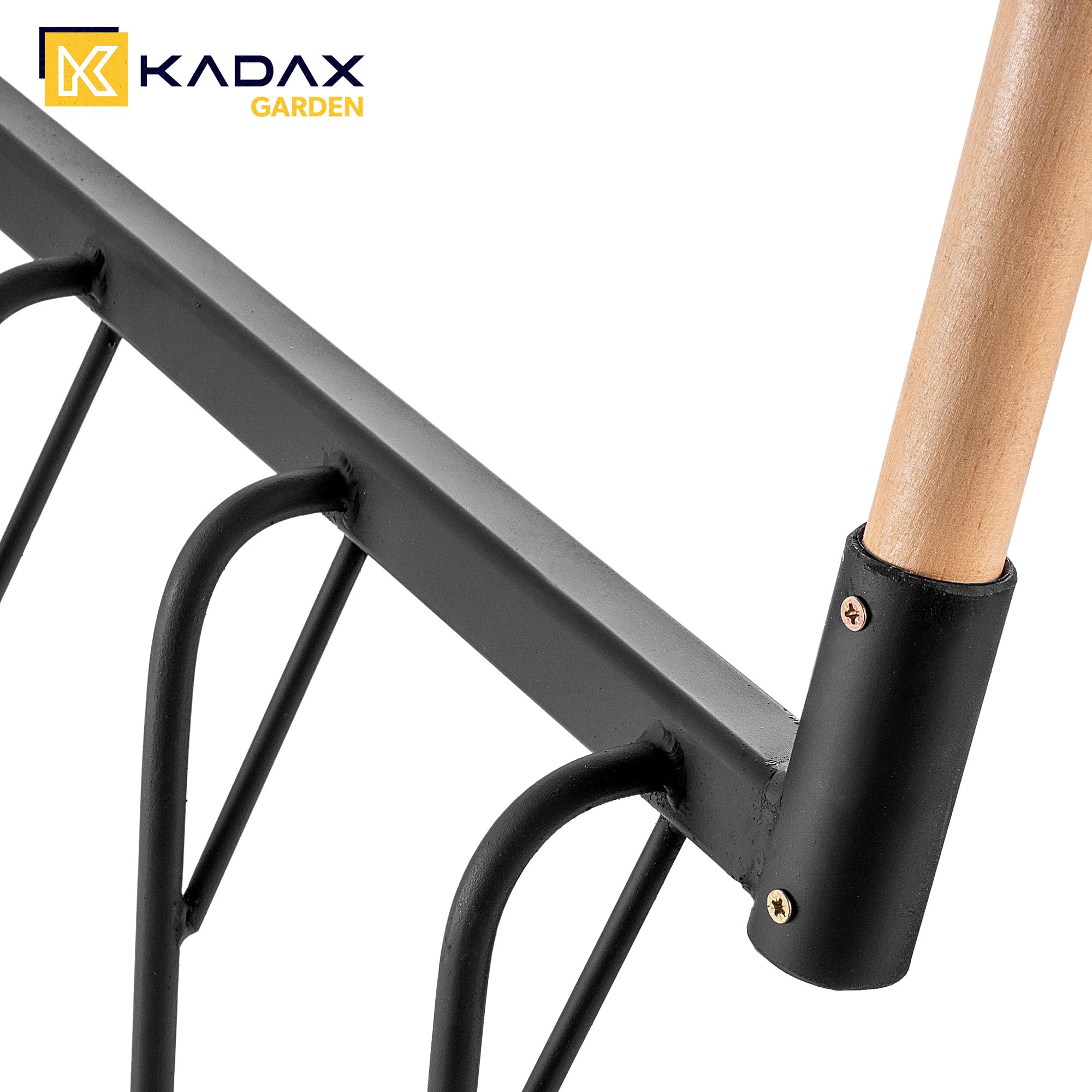 KADAX Forchetta per sepoltura con 5 denti e lunghi steli in legno, robusto coltivatore per allentare il terreno e la lavorazione del giardino, forchetta doppia fossa (con gambo)