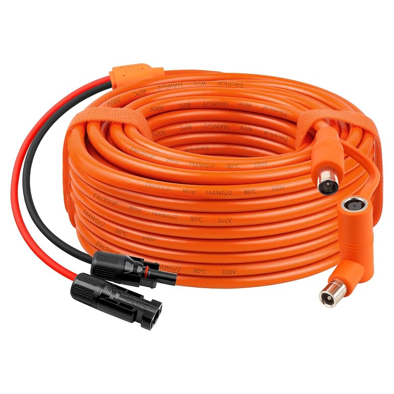 Cabo adaptador de painel solar para DC de 8 mm XRDS -RF, plugue macho DC7909/8020, 12,2 m, 12AWG + 14AWG