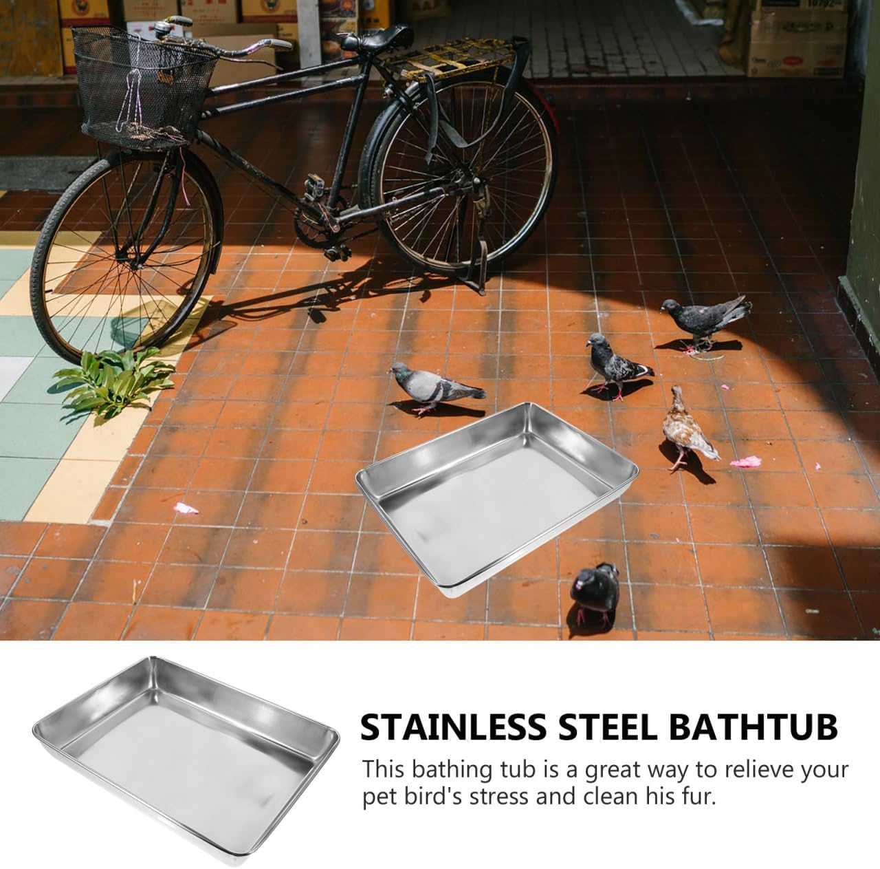 Thickened Metal Bird Bath Pigeon Shower Pet Bath Tub Bird Bath for Cage Birds Supply