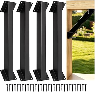 4 Stück 45 Grad Winkelhalterung für Holzbalken, Balkenverbinder Eckhalterung aus Kohlenstoffstahl, Pfostenverbinder für Holzpfosten und Balken, Schreibtischkante, Pergola, Pavillon