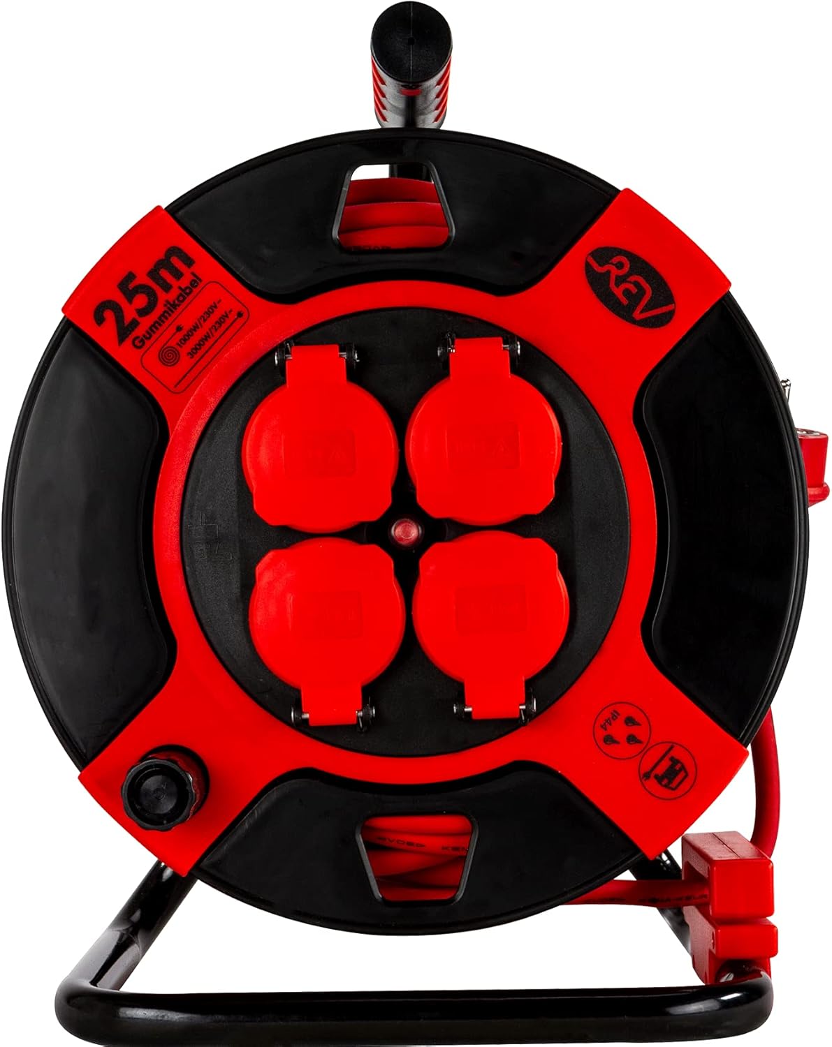 25m Kabeltrommel Garten - Elektrische Verlängerung 230V Mit Thermoschutz