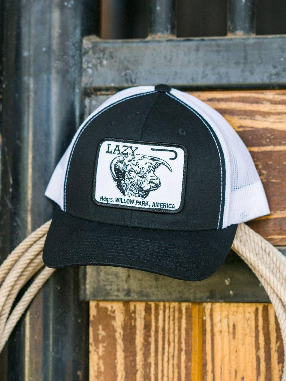 Lazy J Ranch Charcoal Willow Cattle Headquarters Classic Five Panel Trucker Hat - Adjustable Unisex Country Hats - Image 6