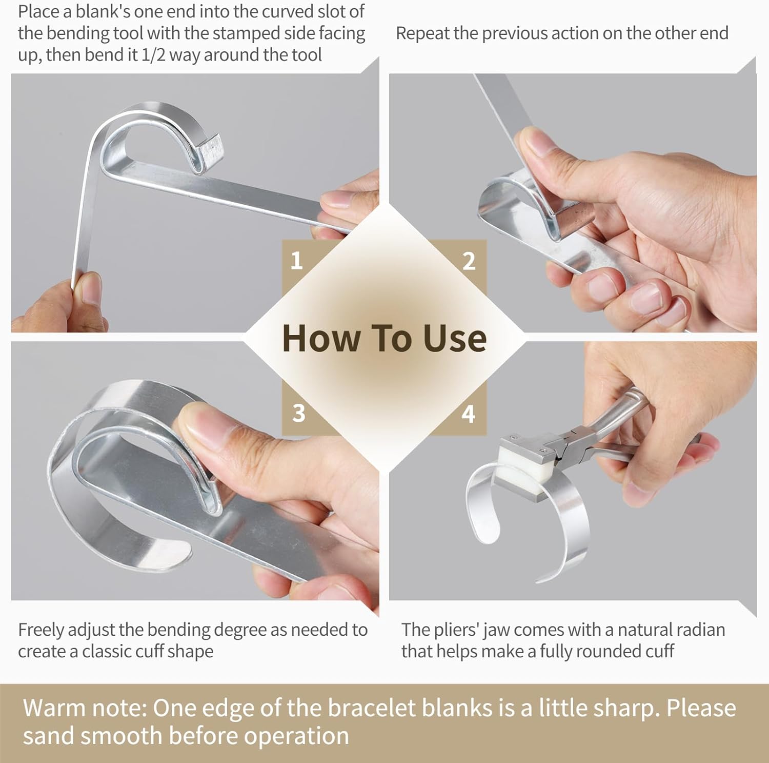 Joyibay 18 Pcs Bracelet Bending Bar Kit, Includes 16 6'' Aluminum Bracelet Blank, Stainless Steel Bending Tool and Bending Pliers, DIY Custom Bracelets Accessories, Jewelry Metal Making Kit - Image 5