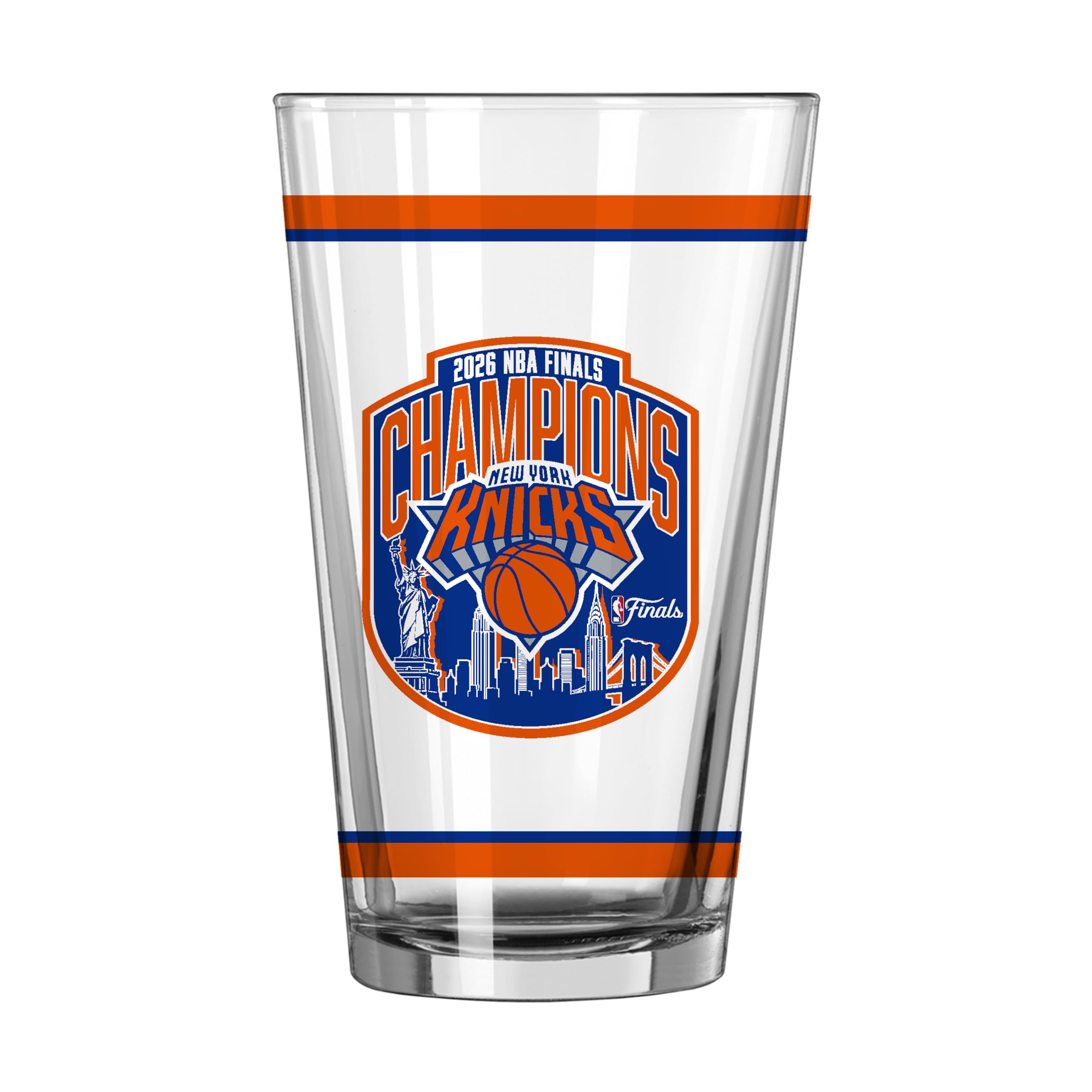 Logo Brands NBA New York Knicks NBA Finals Champions 16 oz Pint Glass – Offical Finals Champions Design| 16 Fluid Ounces| Glass