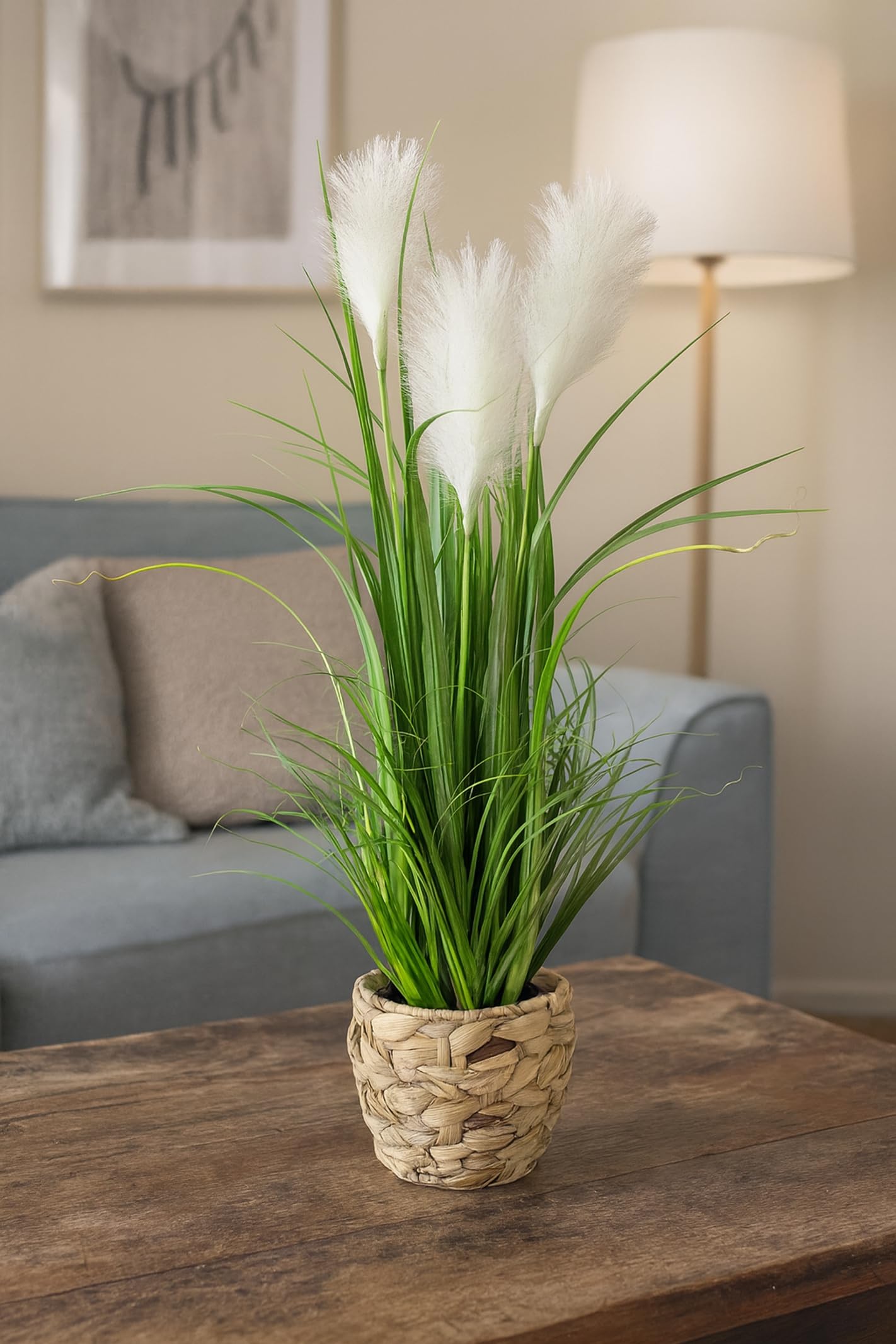 Künstliches Pampas Gras im Topf Feder Ufergras Seidenblume Grasbusch Dekogras Gras Gräser Kunstpflanze Pflanze Solitärgras Ziergras Dekopflanze Pampasgras Blume Kunstgras Grünpflanze Zimmerpflanze