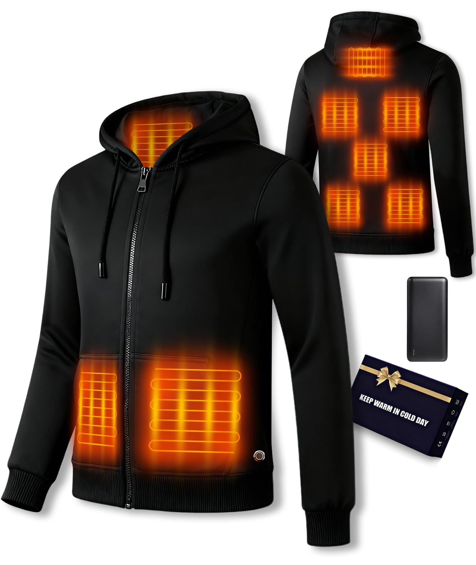 Heated Hoodie for Men Women with Fleece Lining Hooded Heated Sweatshirt Hoodie