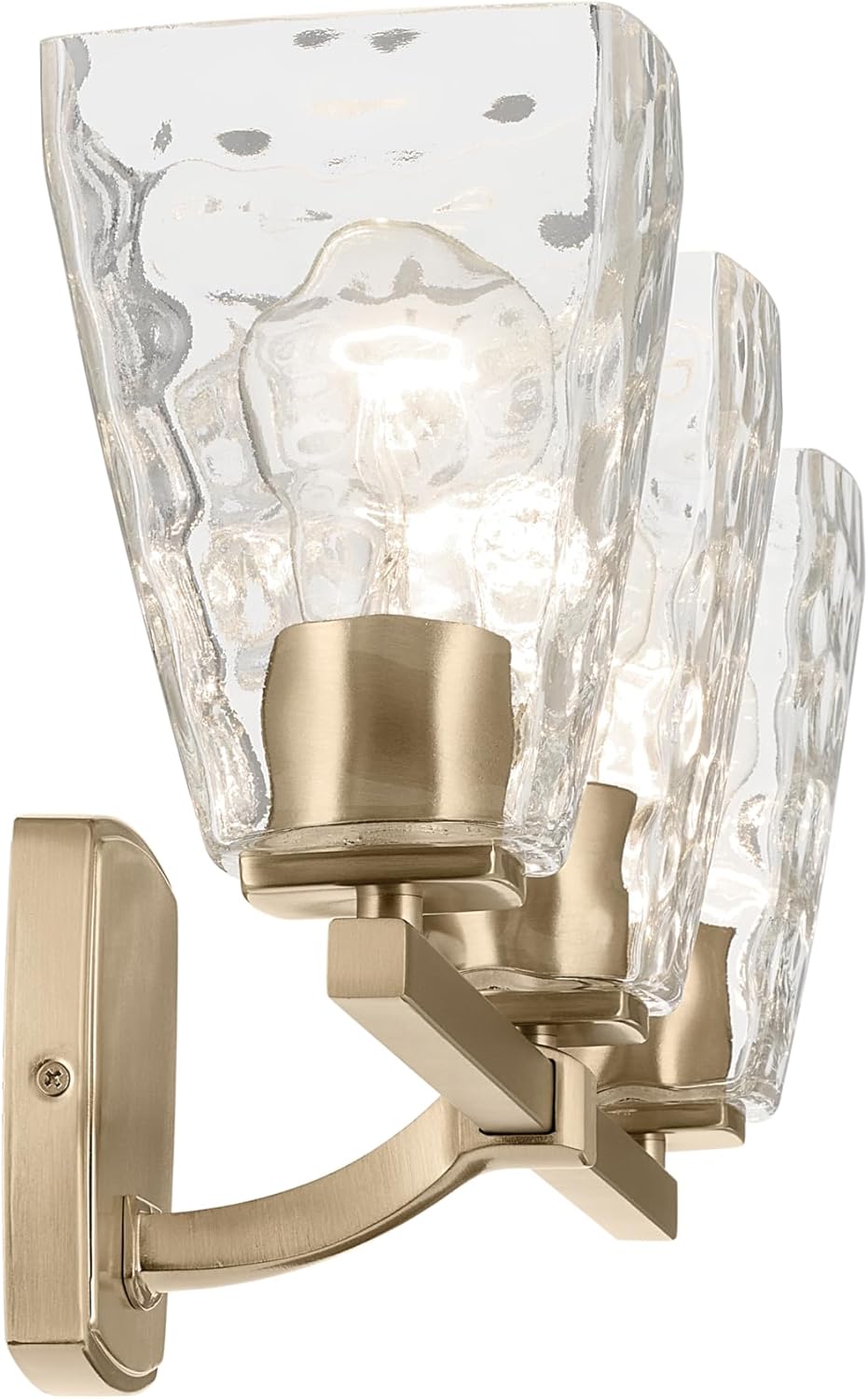 Kichler Marant 21.25" 3-Light Vanity Light with Clear Water Glass in Champagne Bronze, for Bathroom, Powder Room, Over a Mirror, (21.25" W x 9.5" H), 55216CPZWTR