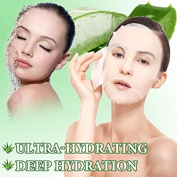 Aloe Vera Soothing Face Mask Hydrating,Moisturizing Long Lasting Facial Sheet Mask for All Skin Types,Soft Aloe Face Masks for Dry Skin,Pack of 10