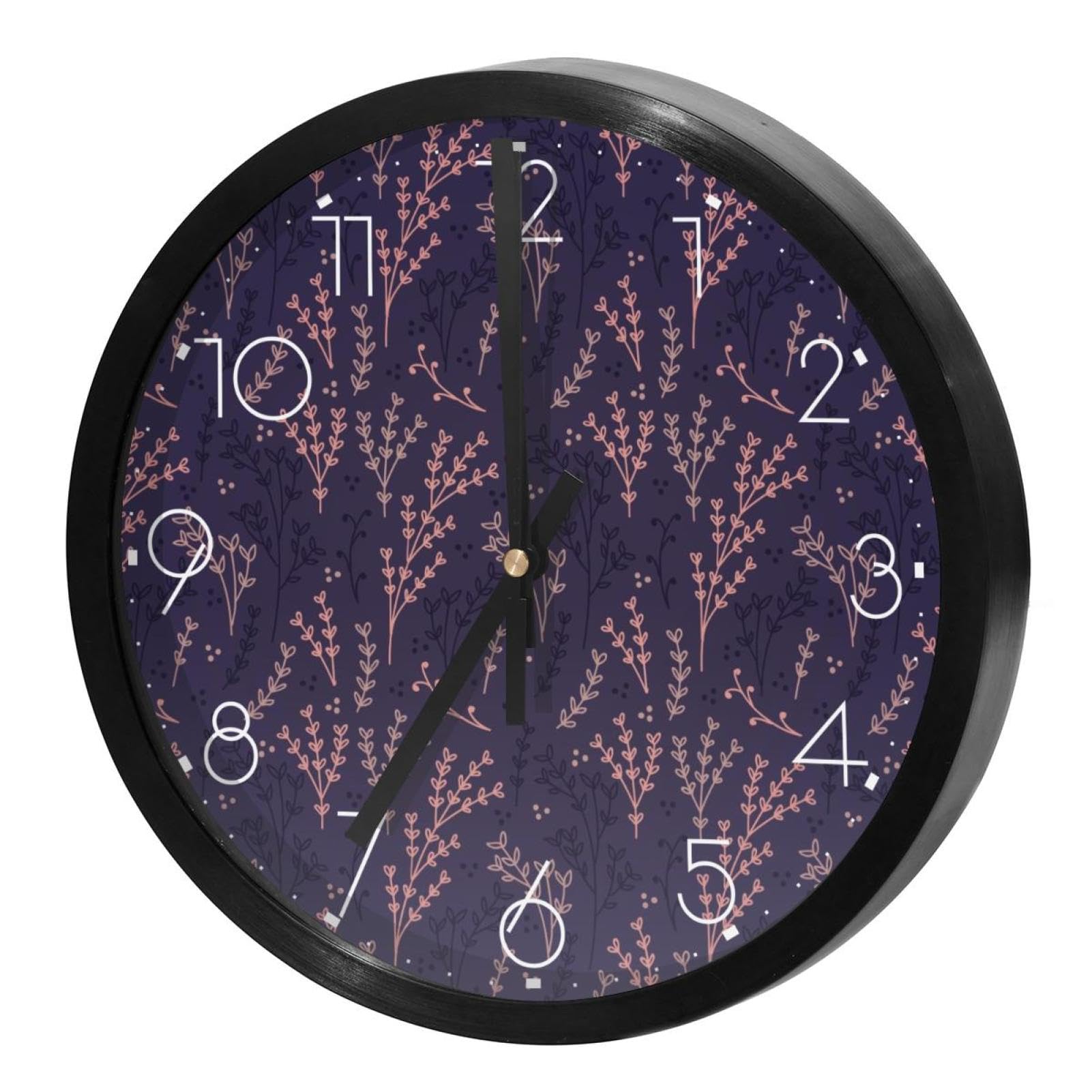Horloge murale ronde à quartz au design raffiné de feuilles rétro