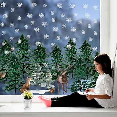 Miniatura 28 de Horaldaily 221 calcomanías de Navidad para ventana, bolas de Navidad, ramas de nieve para el hogar, suministros de fiesta, tienda, ventana