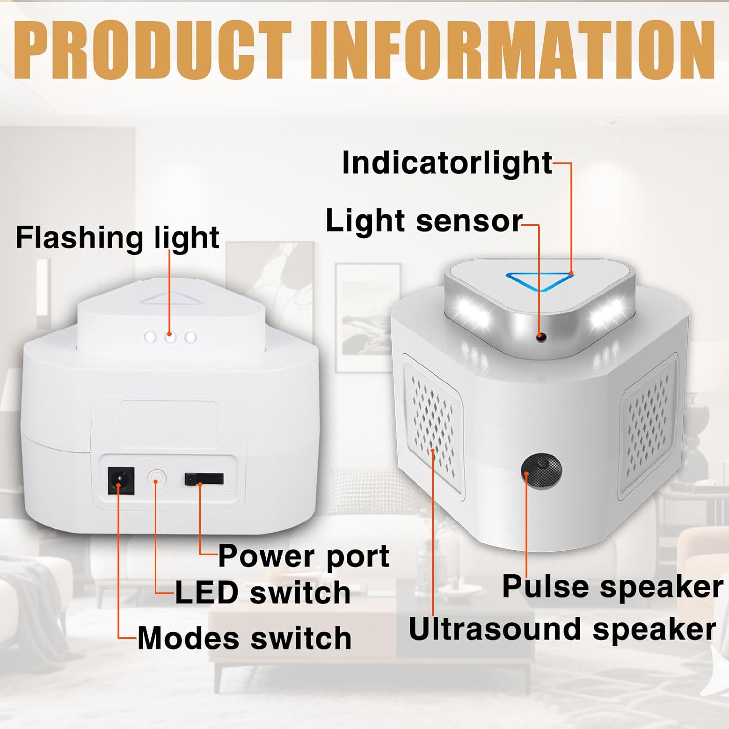 360° Rat Deterrent, Ultrasonic Rodent Repeller Indoor, Electronic Mouse Repellent Devices Pest Rat Mice Squirrel Deterrent with 4-Modes & 9-LED Strobe Lights for House Kitchen Garage Warehouse RV