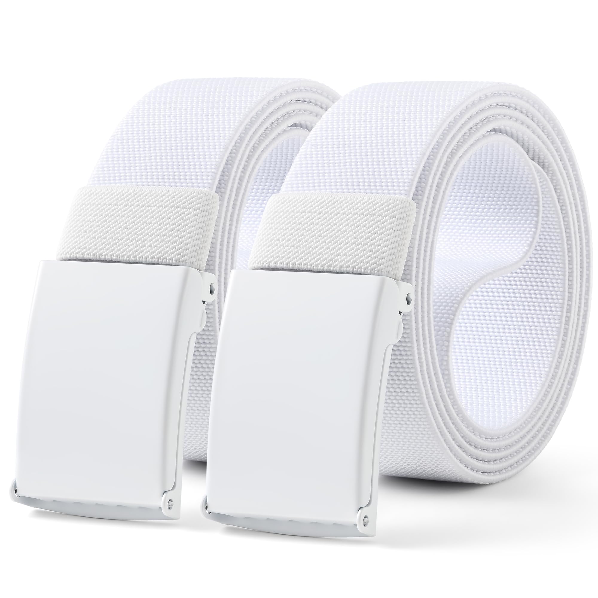 Mile High Life Stretch Canvas Belt for Men, Golf Casual Elastic Web Belt, Top Military Buckle, Adjustable Cut to Fit
