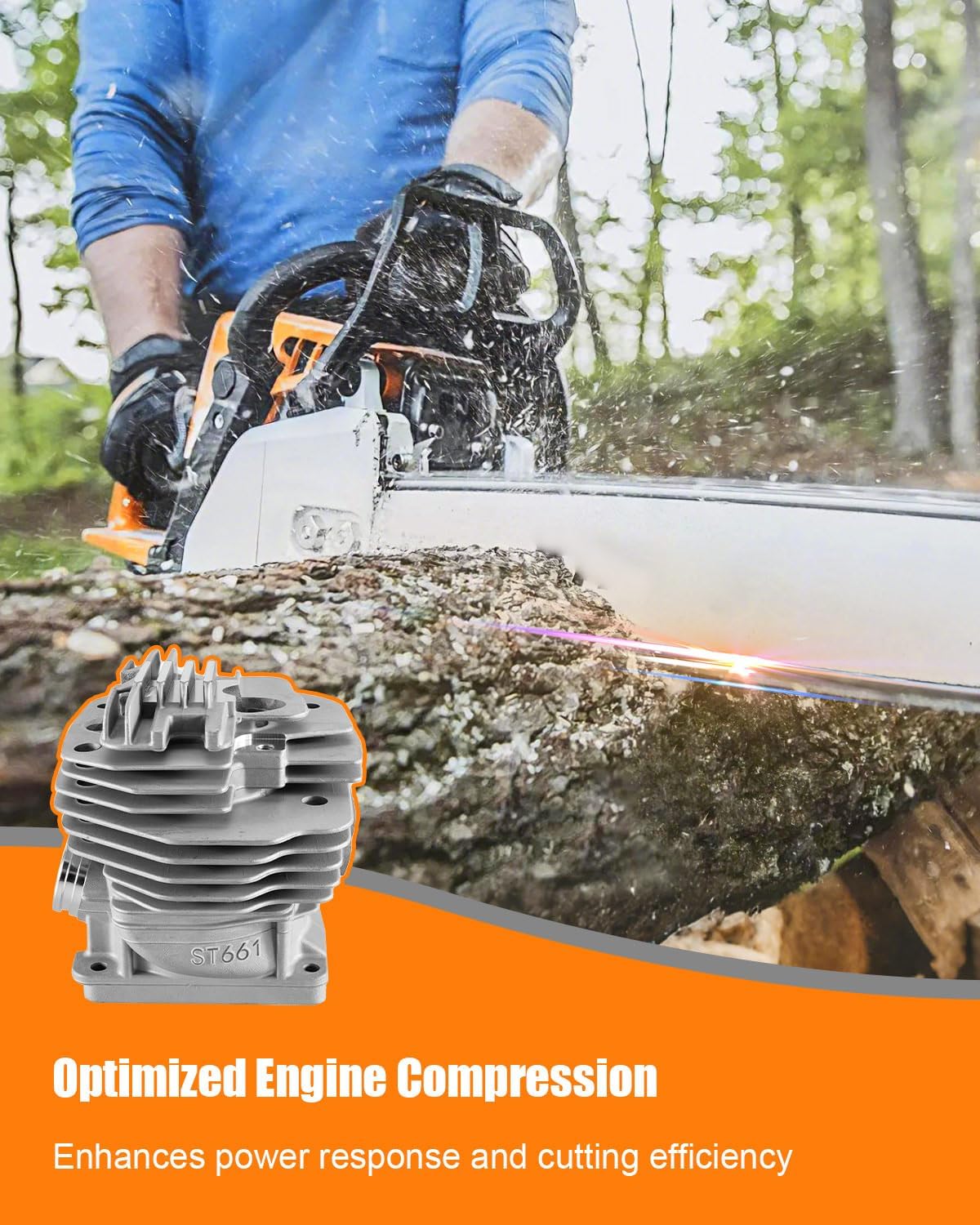 56MM Cylinder Piston Gasket Kit with Gaskets and Spark Plug Compatible with STIHL MS661 MS661C Chainsaws Replace 1144-020-1200 1144-020-1200 C-M 11440201200 C-M