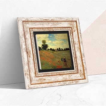 Pinecone Stone Claude Monet Poppies Stone Wall Painting - Framed Stone Painting - Decorative Wall Art - Modern Home and Office Wall Decor T1-247