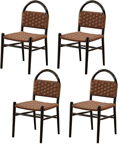 Miniatura 16 de Sillas de comedor de ratán de madera, sillas de cocina tejidas, silla de comedor con patas de madera, silla de tocador, silla lateral sin brazos