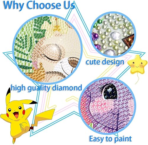 Miniatura 5 de ARTMYRUI Paquete de 4 kits de pintura de diamantes para niños, animales, arte de diamantes para niños, arte de gemas de diamante 5D por números,