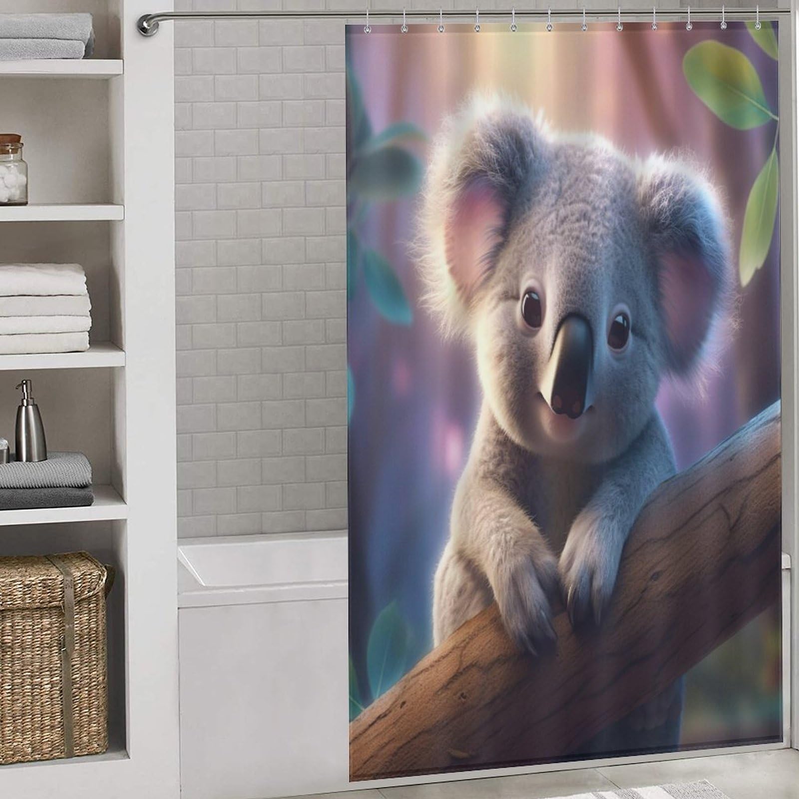 Rideau de douche koala polyester lavable imperméable tissu rideaux douche salle de bain