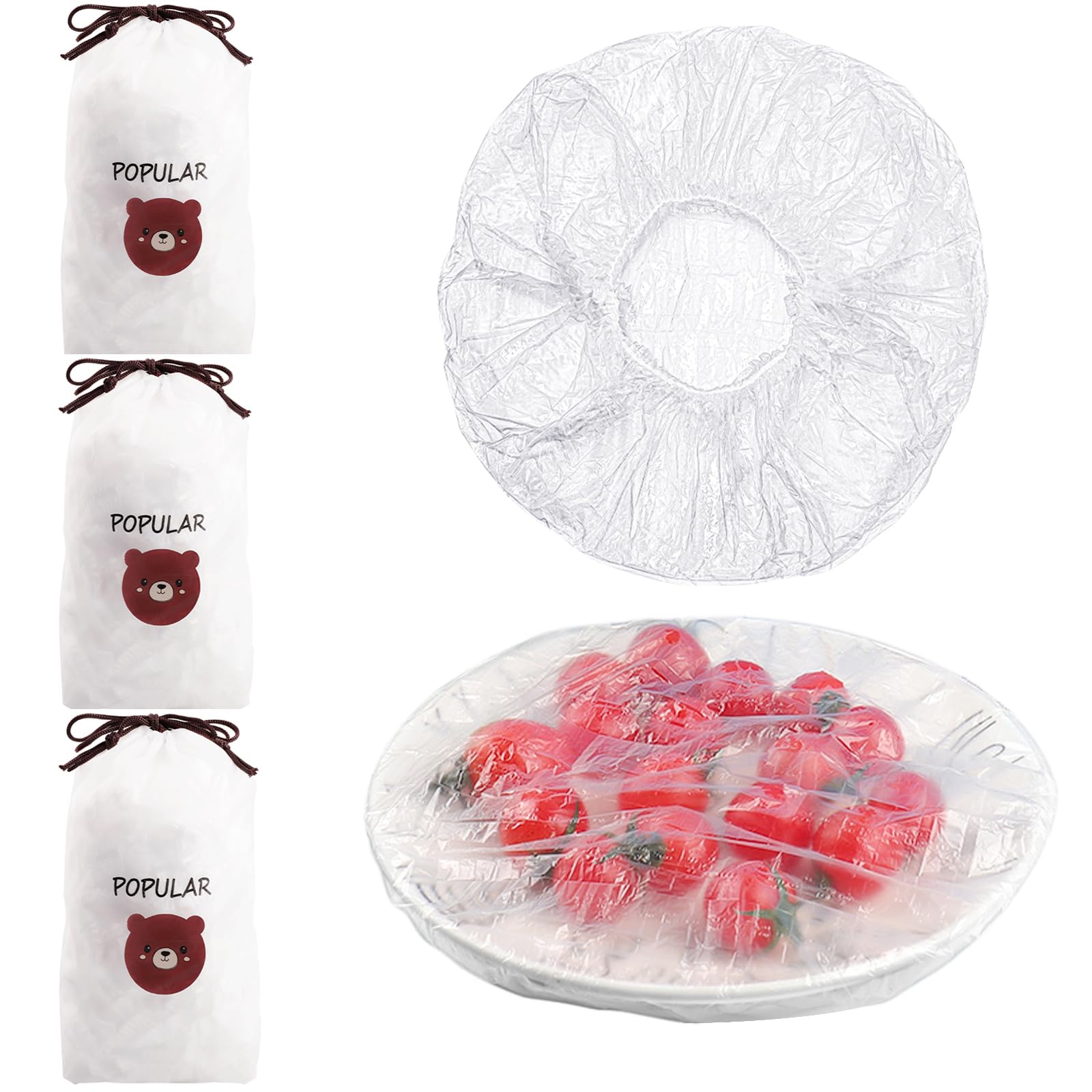 300 Pcs Fresh Keeping Bags Plastic Cling Film Food Storage Covers for Fruit Preservation and Food Storage