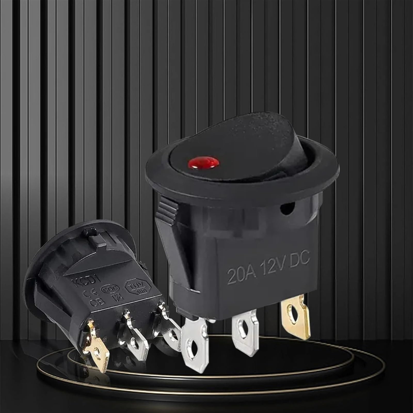 4 szt. okrągły przełącznik kołyskowy wodoodporny DC 12 V 20 A SPST włącznik/wyłącznik 3 piny (4 szt. niebieski)