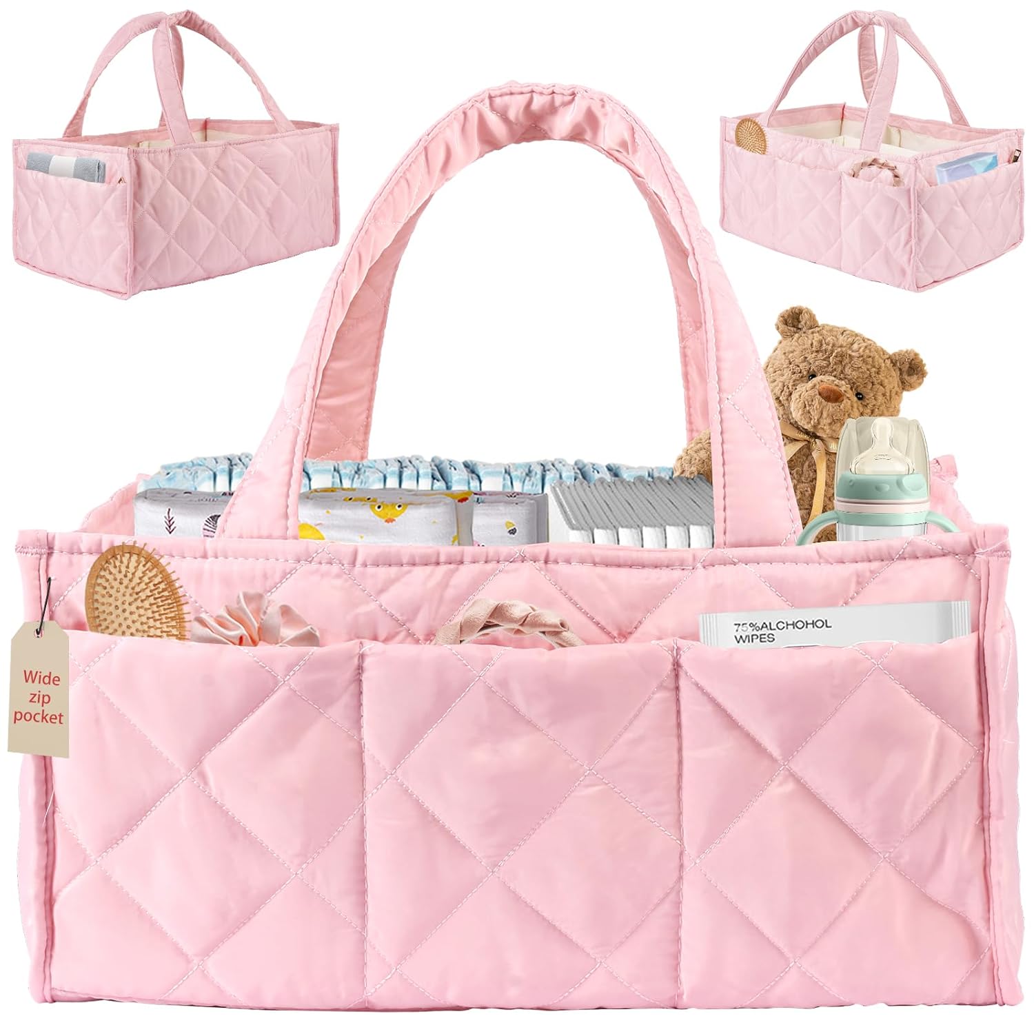 ZONZEE Baby Diaper Caddy Organizer Nursery Storage Basket for Newborn Essentials Travel Baby Basket for Diapers Baby Wipes