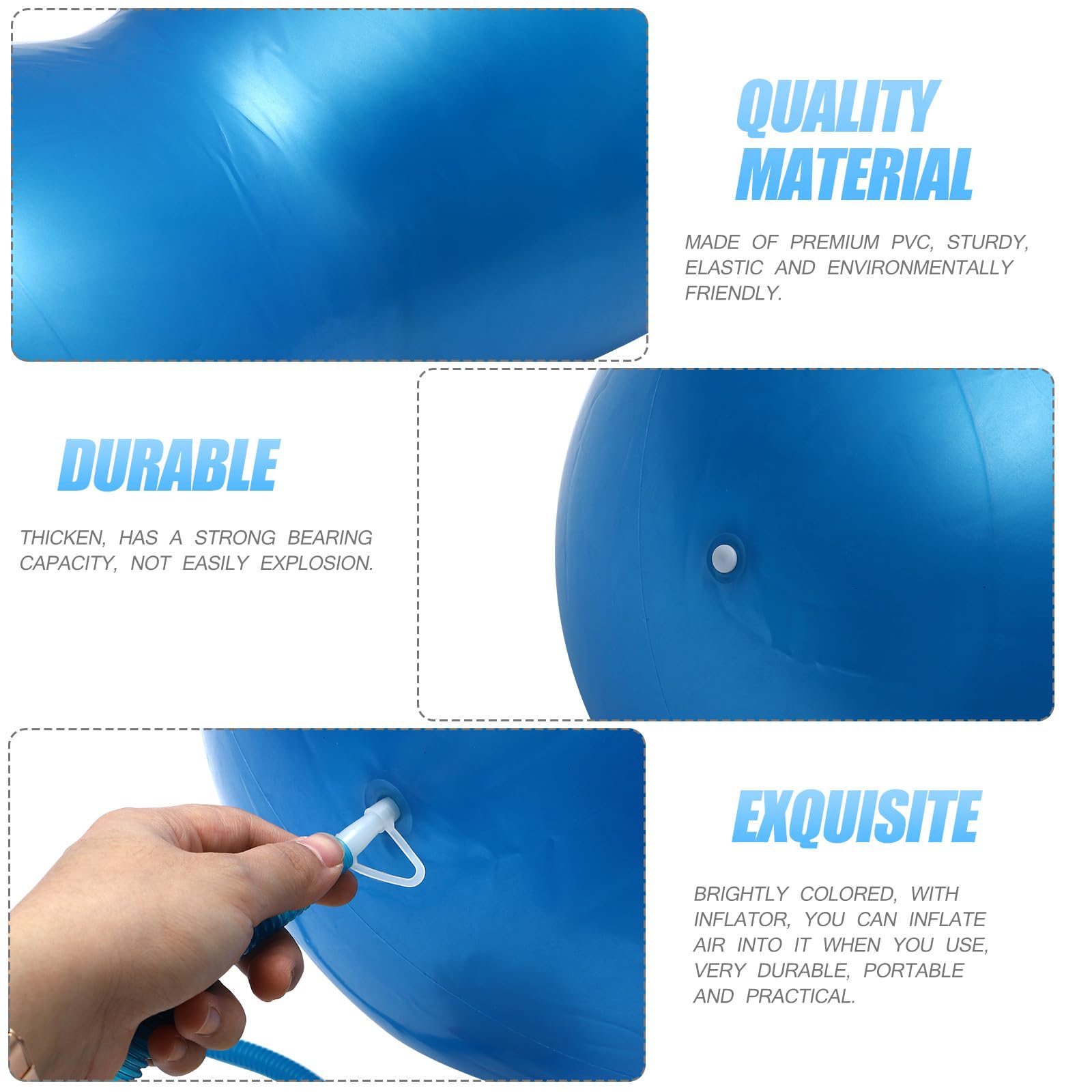 Ciieeo Palla da Yoga a Forma di Arachide in Pvc Spessa 45x90 Cm con Pompa, Palla Fitness Anti-scoppio per Esercizi di Stabilità e Massaggi, per Pilates e Allenamento Corpo