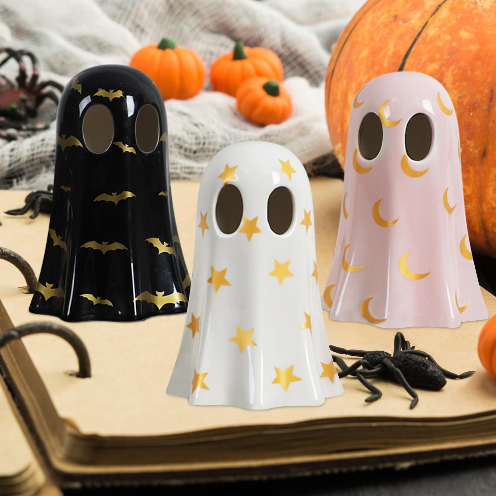 Simpatiche Figurine, Decorazioni spaventose Halloween | Ornamento in Resina con Cappello per Tavolo e scaffale libreria scrivania Decorazione Domestica
