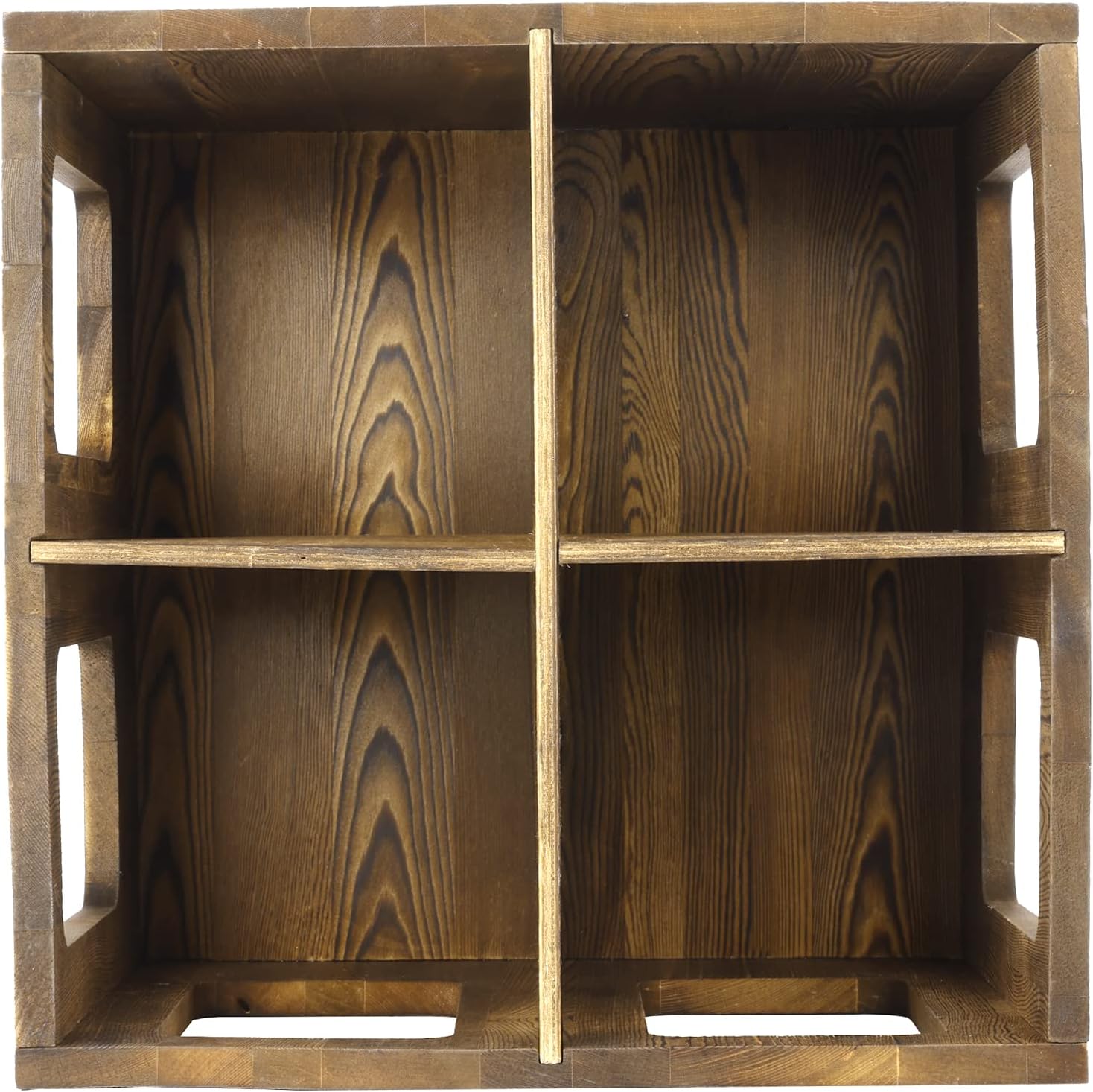 MyGift 4-Slot Vintage Brown Wood Foam Roller Storage Organizer, Wall Mounted or Floor Standing Holder Rack for Yoga Mats and Gym Accessories