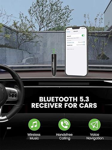 Miniatura 2 de Adaptador Bluetooth 5.3 Aux para Coche con Micrófono Mejorado, Jack de 3.5mm para Estéreo de Coche y Hogar, Carga USB-C, Estuche Resistente, 1 Pieza